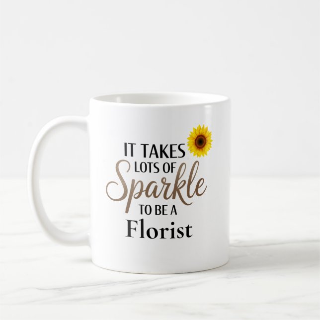 Mug Don de devis Sparkle pour fleuriste (Gauche)