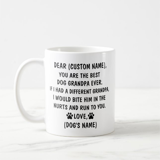 Mug Don de grand-père chien, chien de grand-père, chie (Gauche)