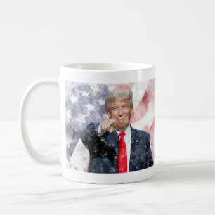 Mug Donald Trump pointant du doigt le drapeau américai