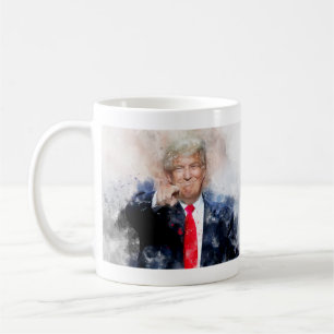 Mug Donald Trump pointant le portrait aquarelle