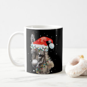Mug Donkey Christmas Color Lights Santa Hat Donkey