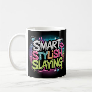 Mug Donner du pouvoir au slogan du graffiti néon en ro
