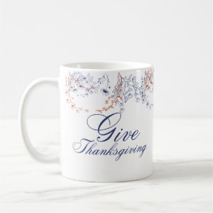 Mug Donnez l'art de calligraphie florale de Thanksgivi