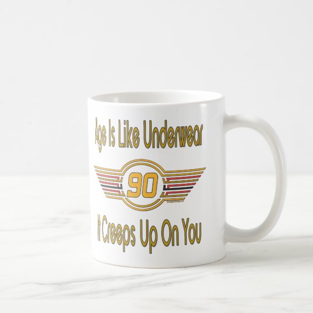 Mug Dons de 90e anniversaire amusants. L'âge est comme (Droite)