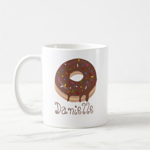 Mug Donut au chocolat Nom personnalisé Café