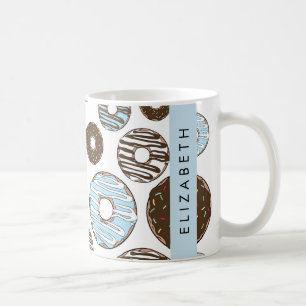 Mug Donuts Bleus, Donuts Brown, Sprinkings, Votre Nom