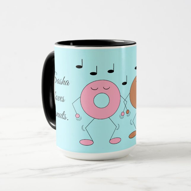 Mug Donuts dansants bleu clair (Devant gauche)