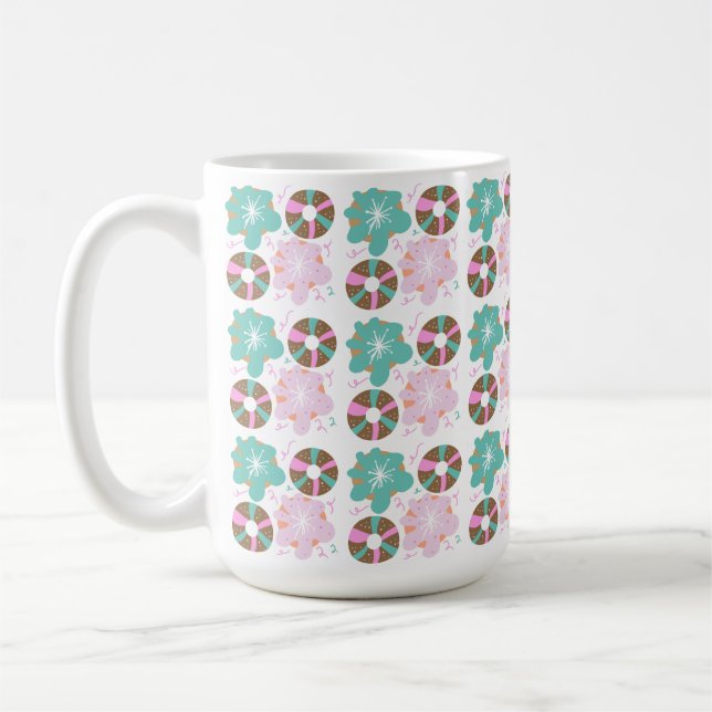 Mug Donuts givrés de Noël Doodles roses (Gauche)