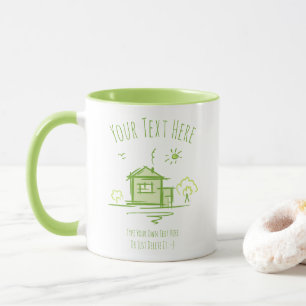 Mug Doodle Paysage Maison. Modèle cadeau immobilier