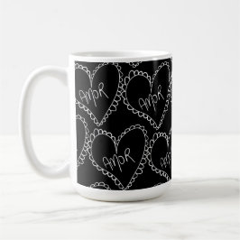 Mug Doodles Black Hearts Saint Valentin Rose