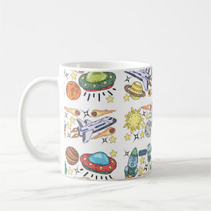 Mug Doodles D'Espace Extérieur Dessinés À La Main. Vin