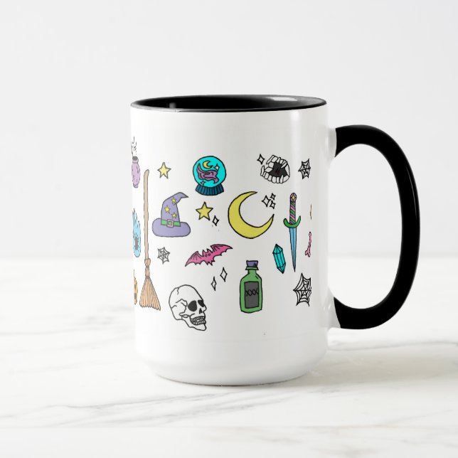 Mug Doodles d'Halloween Éffrayant (Droite)