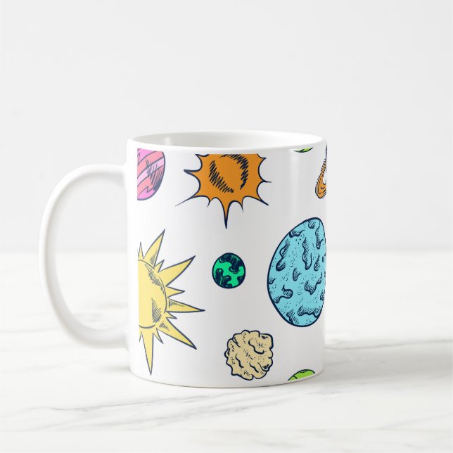 Mug Doodles spatiaux Arrière - plan cosmique (Gauche)