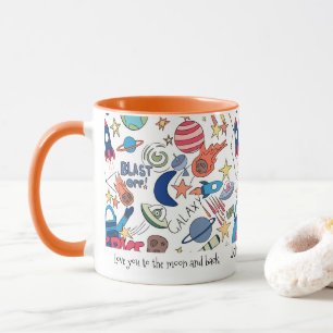 Mug Doodles thématiques spatiales personnalisées pour