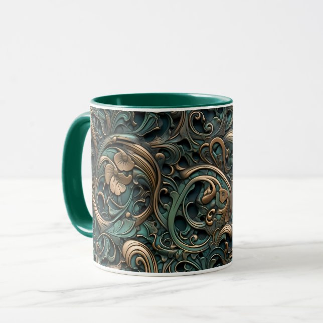 Mug Doré et sarcelle embossés  (Devant gauche)