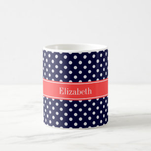 Mug Dots Coral Name Monogram