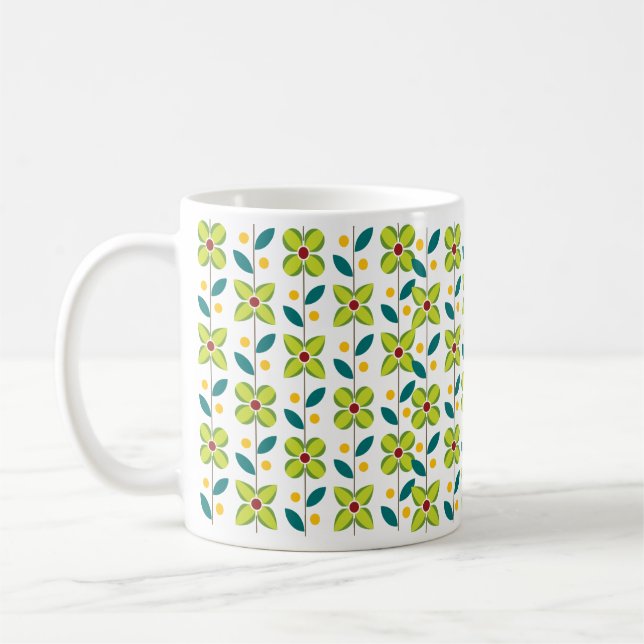 Mug Double vert de motif de fleur (Gauche)
