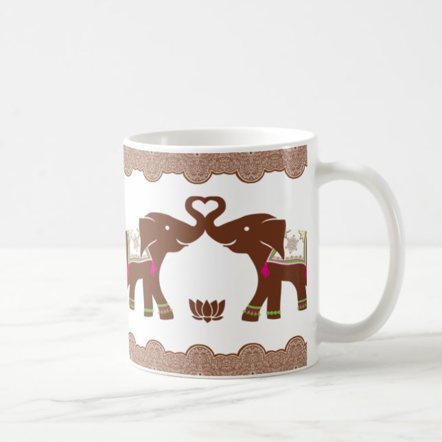 Mug Doubles éléphants roses de coeur (Droite)