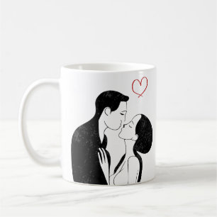 Mug Douce Doodle Amour Coeur Romantique Couple Kiss
