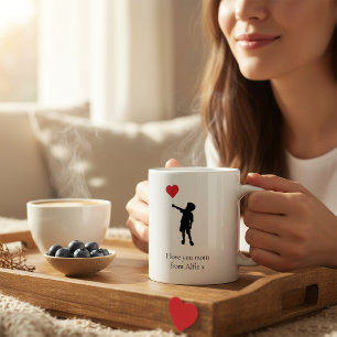 Mug Douce Maman Cœur Ballon Enfant Silhouette 