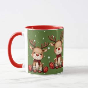 Mug Douce Paire de Renne dans une Chute de Neige de Fê