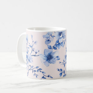 Mug Douce Touche Fleurie Bleue pour une Fête de Mariag