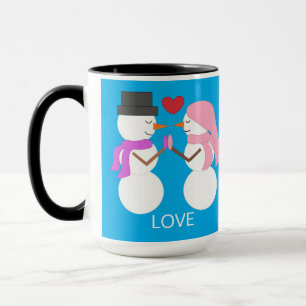 Mug Douces personnes de neige amoureuses : Bleu-vert