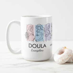 Mug DOULA en art en ligne pastel personnalisé