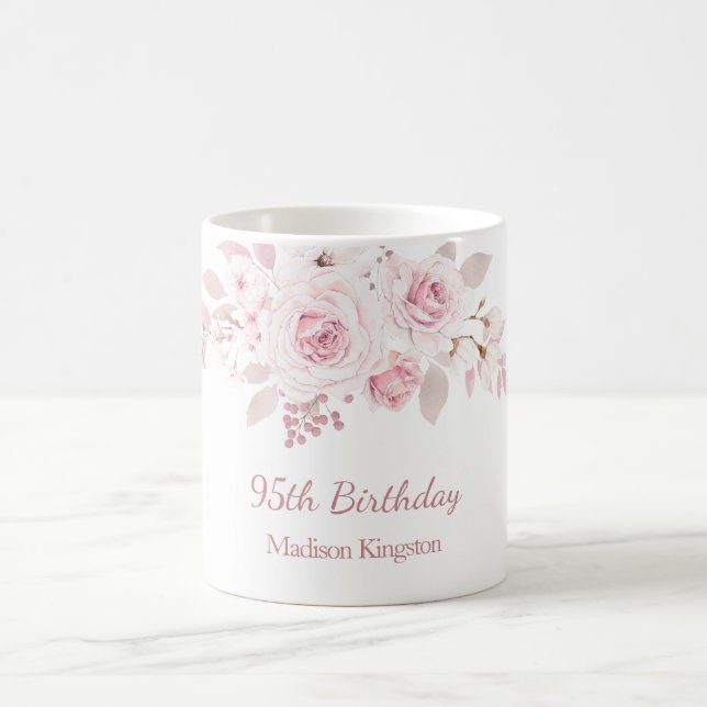 Mug Doux Blush rose floral 95e anniversaire cadeau de  (Centre)
