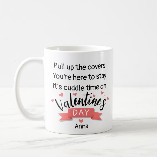 Mug Doux, rose, rimes du poème de la Saint Valentin (Gauche)