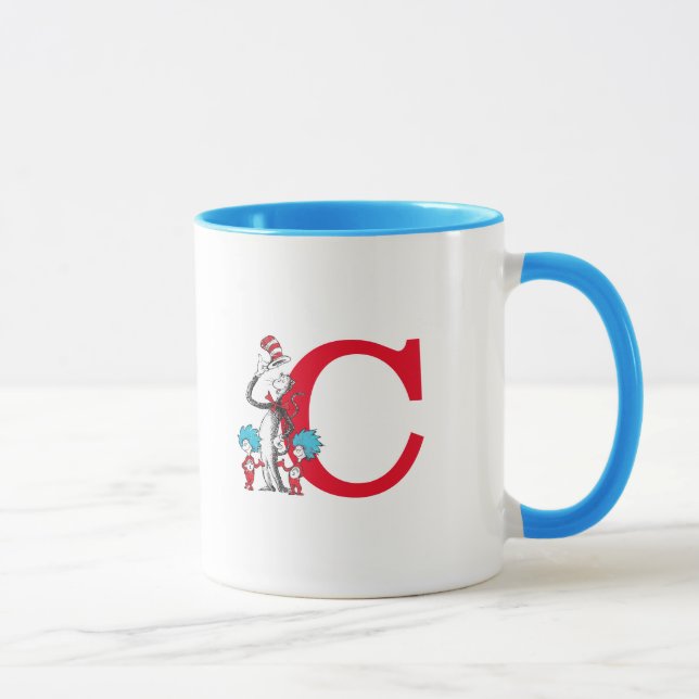 Mug Dr. Seuss Chat dans le Casquette, Chose Un Monogra (Droite)