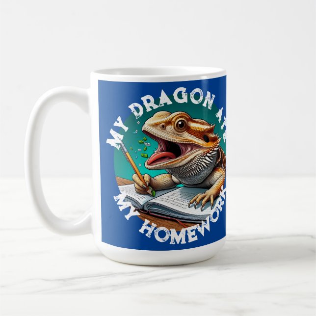Mug Dragon Barbu Drôle A Mangé Mon Devoir (Gauche)