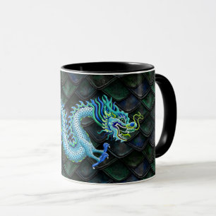 Mug Dragon bleu sur les échelles vertes