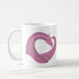 Mug Dragon cardiaque mauve sur blanc