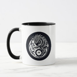 Mug Dragon Chinois en Noir et Blanc Personnalisé