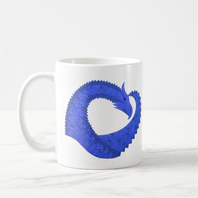 Mug Dragon cœur bleu sur fond blanc (Gauche)