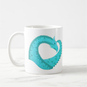 Mug Dragon de coeur du Verdigris en blanc