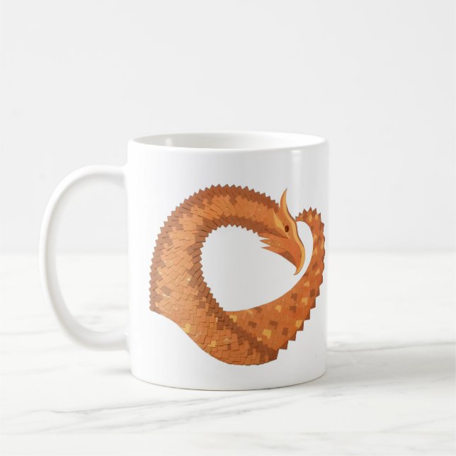 Mug Dragon de coeur orange brûlé sur blanc (Gauche)