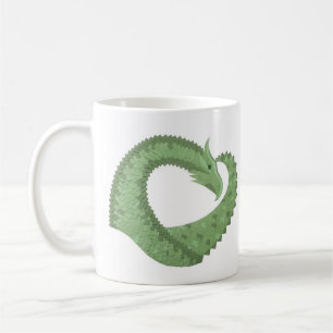 Mug Dragon de coeur vert olive blanc