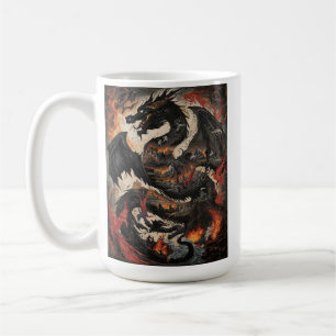 Mug Dragon noir épique au-dessus d'une illustration de