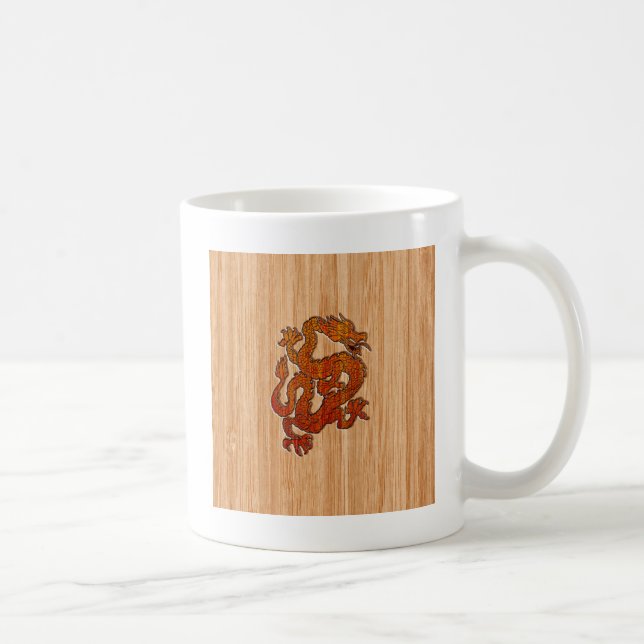 Mug Dragon Oriental Rouge en Bambou (Droite)