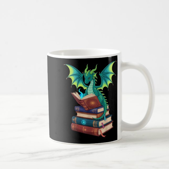 Mug Dragon Reading Books Fantasy Lovers Mythical Creat (Droite)