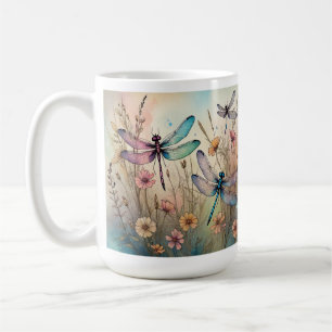 Mug Dragonflies et Fleurs Boug d'aquarelle, Coupe de c