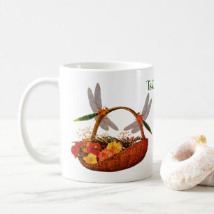 Mug Dragonflies Sur Le Panier De Fleurs Personnalisé