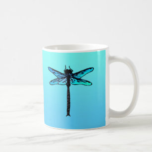 Mug Dragonfly japonaise vintage, bleu turquoise