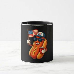 Mug Drapeau 4 juillet Hotdog Funny Patriotique USA