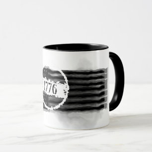 Mug Drapeau à l'aquarelle à l'encre noire vintage 1776