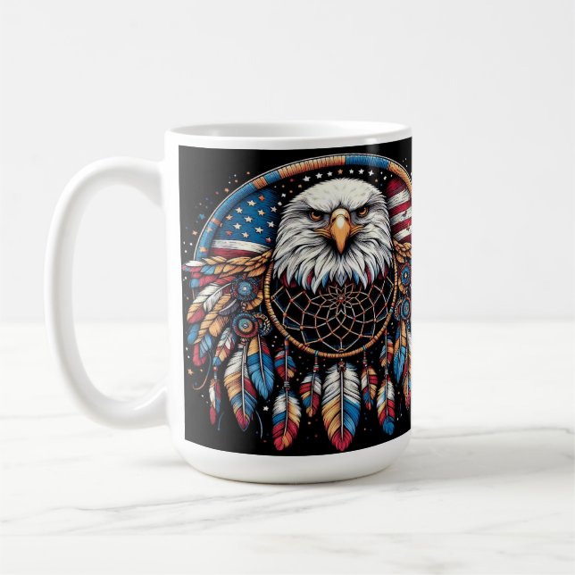 Mug Drapeau américain Aigle Art avec Dreamcatcher (Gauche)