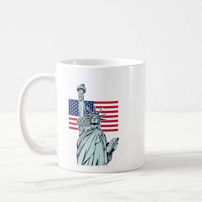 Mug Drapeau américain avec Lady Liberty (Gauche)
