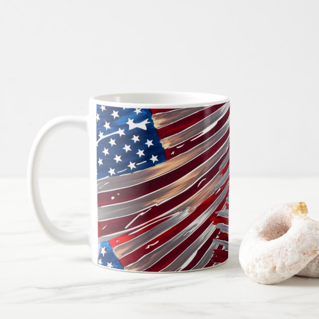 Mug Drapeau américain Bleu Bleu Bleu Rouge étoiles éto (Avec donut)
